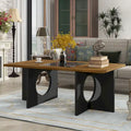 47 Table Basse Rectangulaire Contemporaine en Bois avec Plateau en Verre Trempé Transparent, Plateau Noir et Expresso Clair