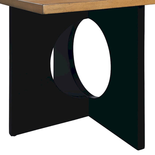 47 Table Basse Rectangulaire Contemporaine en Bois avec Plateau en Verre Trempé Transparent, Plateau Noir et Expresso Clair
