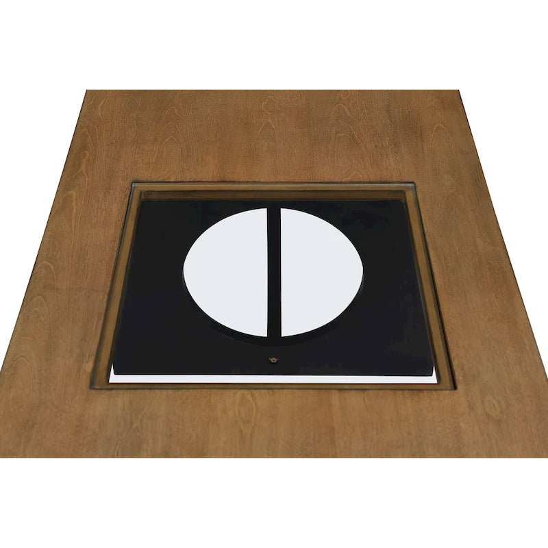 47 Table Basse Rectangulaire Contemporaine en Bois avec Plateau en Verre Trempé Transparent, Plateau Noir et Expresso Clair