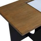 47 Table Basse Rectangulaire Contemporaine en Bois avec Plateau en Verre Trempé Transparent, Plateau Noir et Expresso Clair