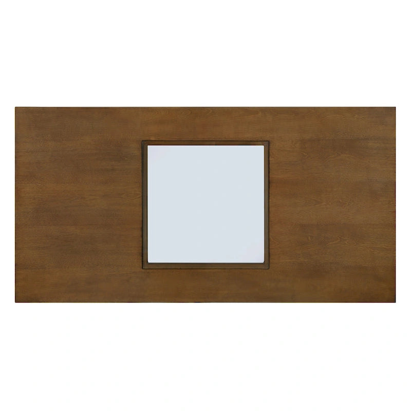 47 Table Basse Rectangulaire Contemporaine en Bois avec Plateau en Verre Trempé Transparent, Plateau Noir et Expresso Clair