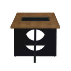 47 Table Basse Rectangulaire Contemporaine en Bois avec Plateau en Verre Trempé Transparent, Plateau Noir et Expresso Clair