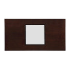47 Table Basse Rectangulaire Contemporaine en Bois avec Plateau en Verre Trempé Transparent, Plateau Noir et Expresso Clair