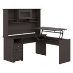 Bureau assis-debout en L 3 positions 60W avec huche, par Bush Furniture
