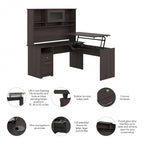 Bureau assis-debout en L 3 positions 60W avec huche, par Bush Furniture