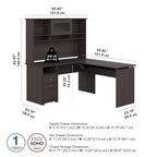 Bureau assis-debout en L 3 positions 60W avec huche, par Bush Furniture