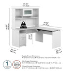 Bureau assis-debout en L 3 positions 60W avec huche, par Bush Furniture