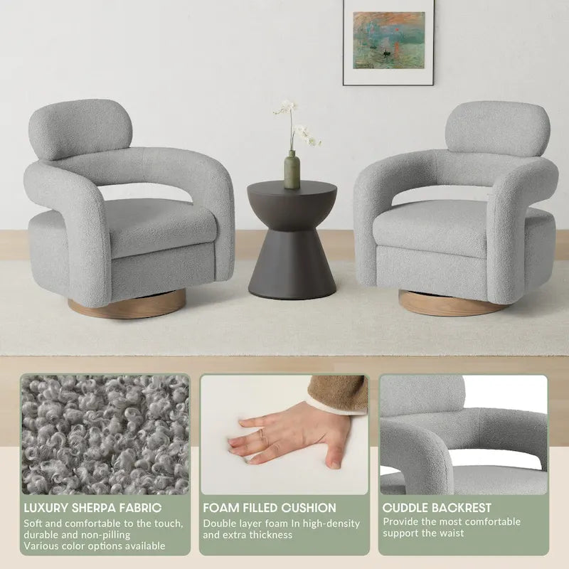 Fauteuil pivotant Bayville 29 po en sherpa (lot de 2)