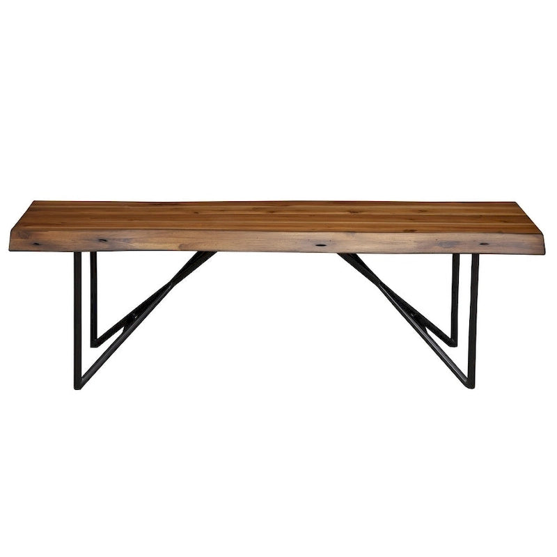HomeRoots Banc de salle à manger en bois massif marron et noir 55 - 55
