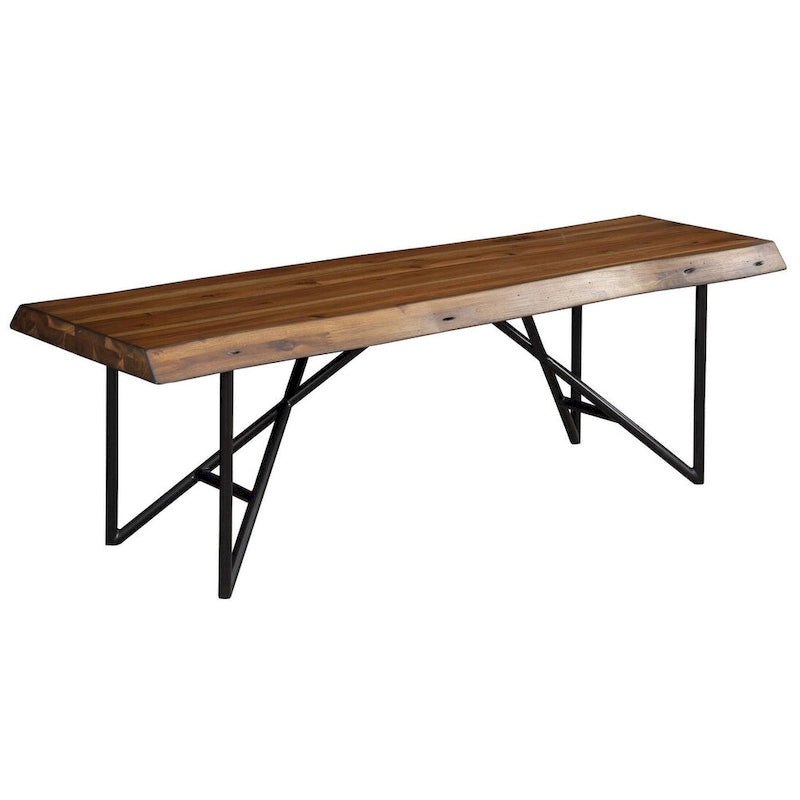 HomeRoots Banc de salle à manger en bois massif marron et noir 55 - 55