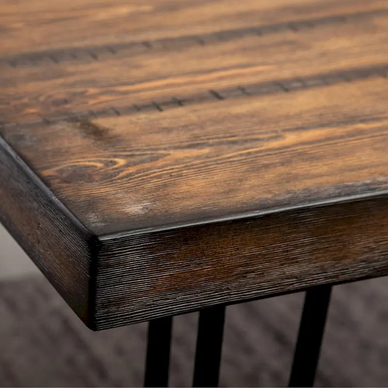 Table à manger rectangulaire Mid-Century Modern avec chaises cloutées en laiton et pieds métalliques en épingle à cheveux pour cuisine et salon