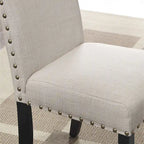 Table à manger rectangulaire Mid-Century Modern avec chaises cloutées en laiton et pieds métalliques en épingle à cheveux pour cuisine et salon