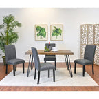 Table à manger rectangulaire Mid-Century Modern avec chaises cloutées en laiton et pieds métalliques en épingle à cheveux pour cuisine et salon