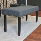 Table à manger rectangulaire Mid-Century Modern avec chaises cloutées en laiton et pieds métalliques en épingle à cheveux pour cuisine et salon