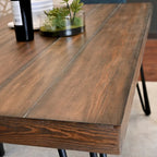 Table à manger rectangulaire Mid-Century Modern avec chaises cloutées en laiton et pieds métalliques en épingle à cheveux pour cuisine et salon