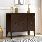 Buffet de rangement à étagères réglables Roomfitters avec poignées en métal rétro et pieds en pin pour le salon, la salle d'étude