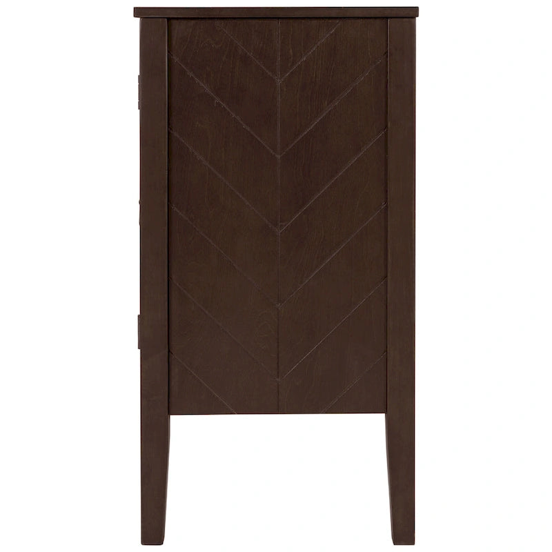 Buffet de rangement à étagères réglables Roomfitters avec poignées en métal rétro et pieds en pin pour le salon, la salle d'étude