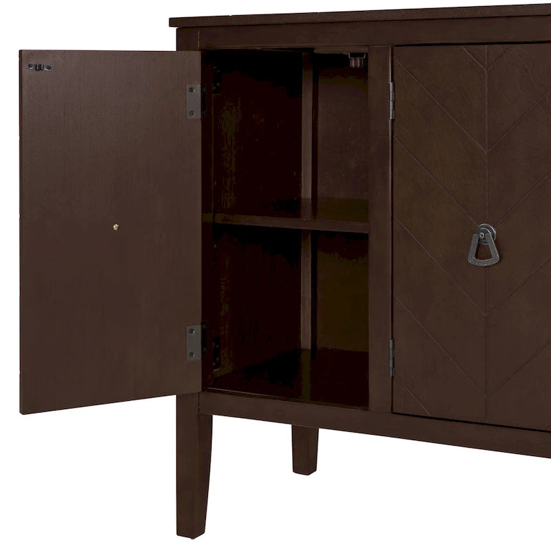 Buffet de rangement à étagères réglables Roomfitters avec poignées en métal rétro et pieds en pin pour le salon, la salle d'étude