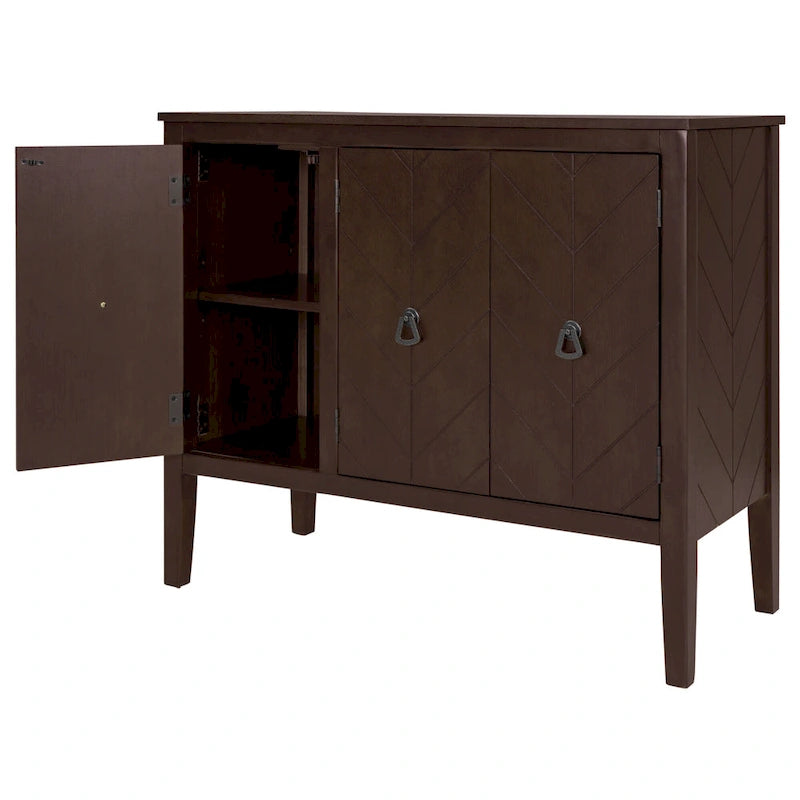 Buffet de rangement à étagères réglables Roomfitters avec poignées en métal rétro et pieds en pin pour le salon, la salle d'étude