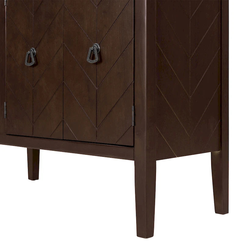 Buffet de rangement à étagères réglables Roomfitters avec poignées en métal rétro et pieds en pin pour le salon, la salle d'étude