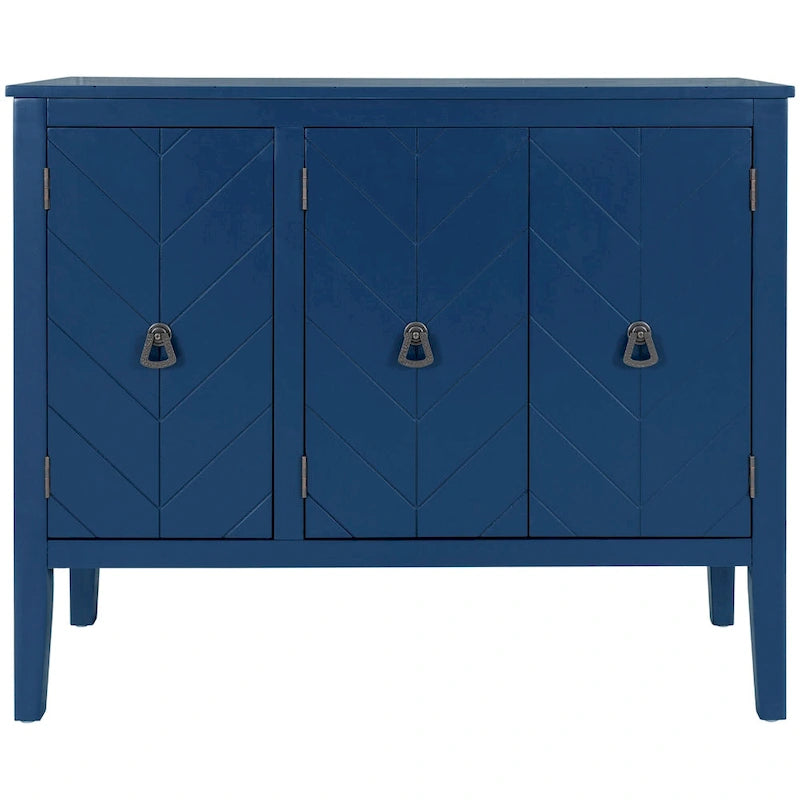 Buffet de rangement à étagères réglables Roomfitters avec poignées en métal rétro et pieds en pin pour le salon, la salle d'étude
