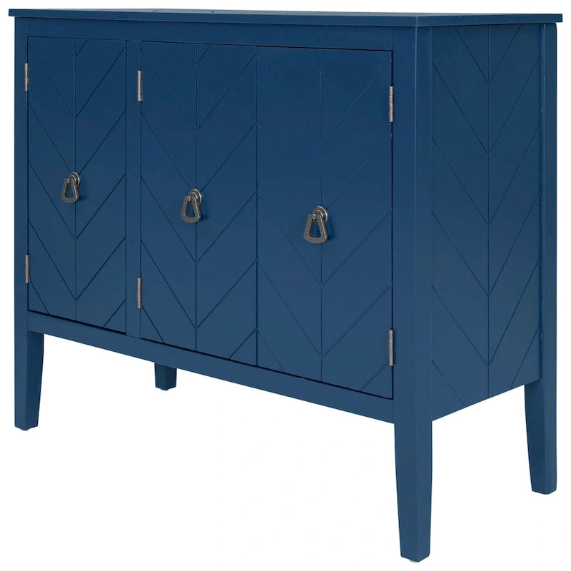 Buffet de rangement à étagères réglables Roomfitters avec poignées en métal rétro et pieds en pin pour le salon, la salle d'étude
