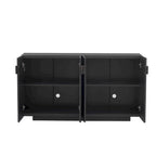 Meuble buffet avec 4 portes cannelées, buffet de rangement, meuble de rangement en bois avec étagères réglables
