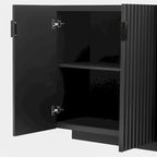 Meuble buffet avec 4 portes cannelées, buffet de rangement, meuble de rangement en bois avec étagères réglables