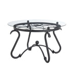 Table basse 2 pièces en verre trempé, table décorative ronde rustique avec table d'appoint pour salon, noir