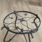 Table basse 2 pièces en verre trempé, table décorative ronde rustique avec table d'appoint pour salon, noir