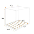Lit plateforme moderne à baldaquin bas, cadre de lit à baldaquin en bois avec pieds de support, pour enfants, adolescents et adultes, aucun sommier tapissier requis