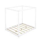 Lit plateforme moderne à baldaquin bas, cadre de lit à baldaquin en bois avec pieds de support, pour enfants, adolescents et adultes, aucun sommier tapissier requis