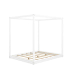 Lit plateforme moderne à baldaquin bas, cadre de lit à baldaquin en bois avec pieds de support, pour enfants, adolescents et adultes, aucun sommier tapissier requis