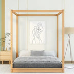 Lit plateforme moderne à baldaquin bas, cadre de lit à baldaquin en bois avec pieds de support, pour enfants, adolescents et adultes, aucun sommier tapissier requis