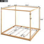 Lit plateforme moderne à baldaquin bas, cadre de lit à baldaquin en bois avec pieds de support, pour enfants, adolescents et adultes, aucun sommier tapissier requis