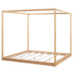 Lit plateforme moderne à baldaquin bas, cadre de lit à baldaquin en bois avec pieds de support, pour enfants, adolescents et adultes, aucun sommier tapissier requis