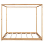 Lit plateforme moderne à baldaquin bas, cadre de lit à baldaquin en bois avec pieds de support, pour enfants, adolescents et adultes, aucun sommier tapissier requis