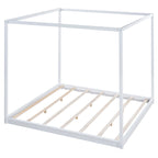 Lit plateforme moderne à baldaquin bas, cadre de lit à baldaquin en bois avec pieds de support, pour enfants, adolescents et adultes, aucun sommier tapissier requis