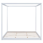 Lit plateforme moderne à baldaquin bas, cadre de lit à baldaquin en bois avec pieds de support, pour enfants, adolescents et adultes, aucun sommier tapissier requis