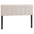 Tête de lit capitonnée en lin beige, grand lit/grand lit