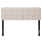 Tête de lit capitonnée en lin beige, grand lit/grand lit