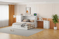 Lit escamotable Queen Size avec port USB, grand tiroir et bureau combiné pour chambre à coucher