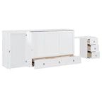 Lit escamotable Queen Size avec port USB, grand tiroir et bureau combiné pour chambre à coucher