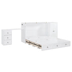 Lit escamotable Queen Size avec port USB, grand tiroir et bureau combiné pour chambre à coucher