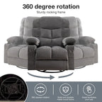 Fauteuil inclinable gris surdimensionné avec chauffage et port USB