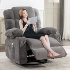 Fauteuil inclinable gris surdimensionné avec chauffage et port USB