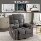 Fauteuil inclinable gris surdimensionné avec chauffage et port USB
