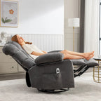Fauteuil inclinable gris surdimensionné avec chauffage et port USB