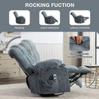 Fauteuil inclinable gris surdimensionné avec chauffage et port USB