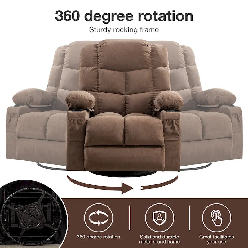 Fauteuil inclinable gris surdimensionné avec chauffage et port USB